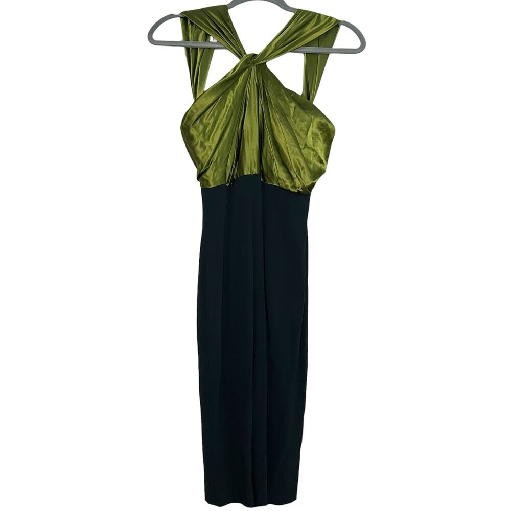 Vintage Green Silk and Navy Blue Maria Bianca Nero Dress